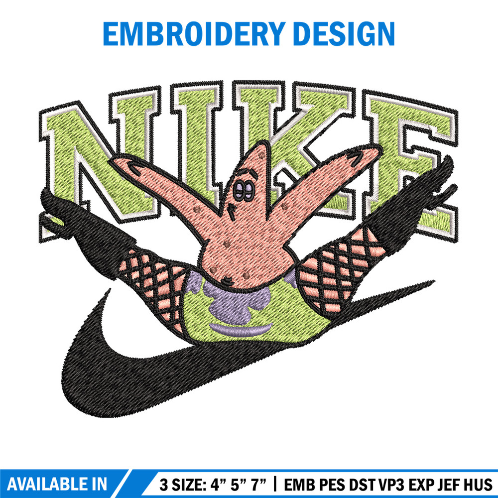 Nike patrick Embroidery Design, Spongebob Embroidery, Nike Embroidery, Embroidery File, Logo shirt, Digital download.jpg