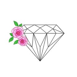 diamond with flowers embroidery design,  4 sizes, instant download