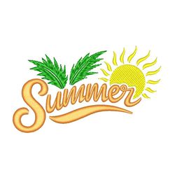 Summer Embroidery Design, Sun Machine Embroidery Design, Instant Download