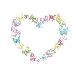 Butterflies Heart Embroidery Design, Insect Embroidery Design, 4 sizes, Instant Download