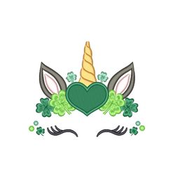 unicorn embroidery design, st patrick's day unicorn embroidery file, 2 sizes, instant download
