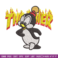 chilly willy thrasher embroidery design, chilly willy embroidery, cartoon design, embroidery file, digital download.