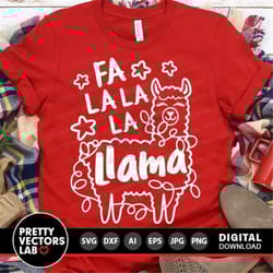 christmas svg, fa la la llama svg, kids cut files, funny holiday llama svg dxf eps png, xmas alpaca svg, winter clipart,