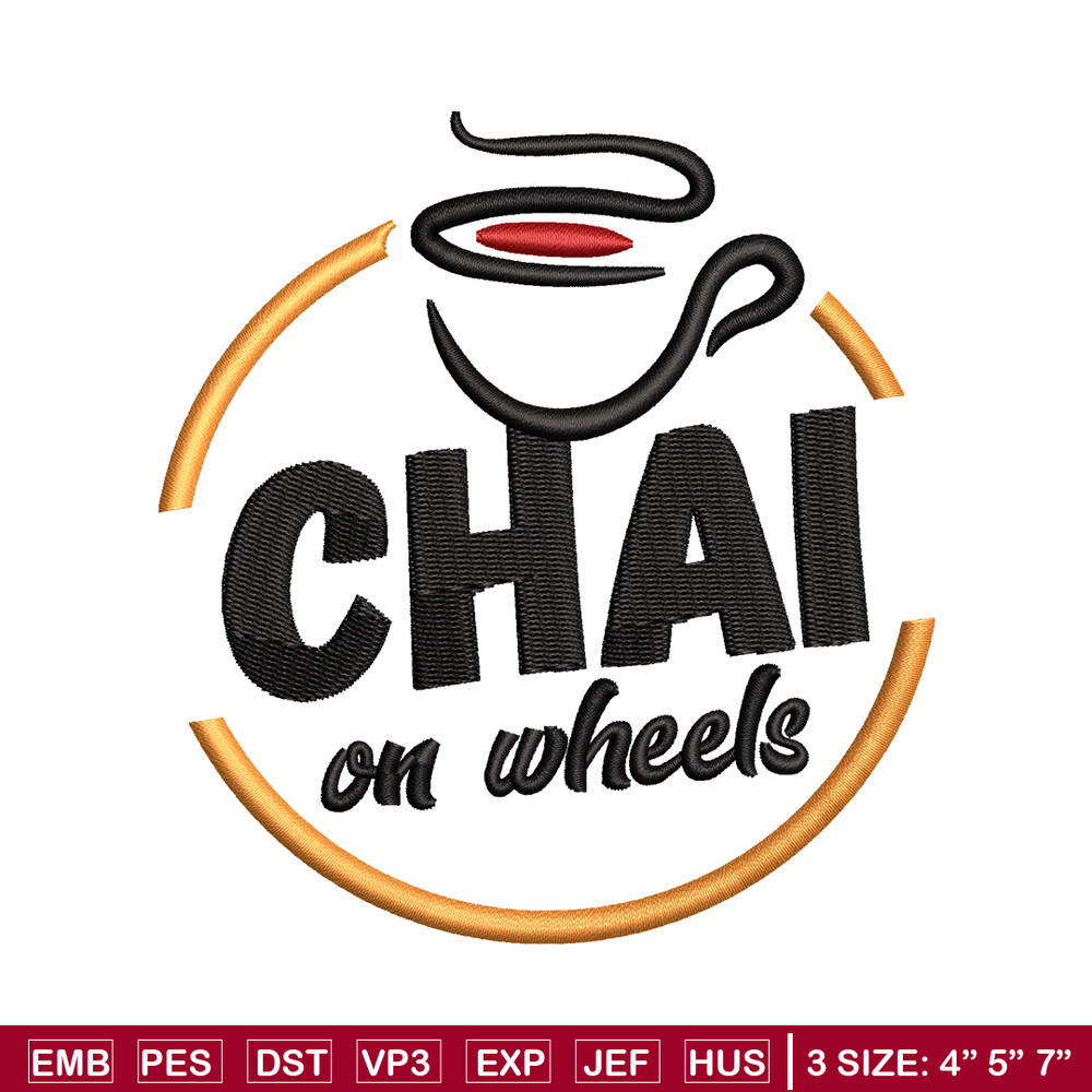Chai On Wheels embroidery design, Chai On Wheels embroidery, logo design, embroidery file, logo shirt, Digital download..jpg