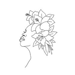 beautiful african american woman embroidery design, 5 sizes, instant download