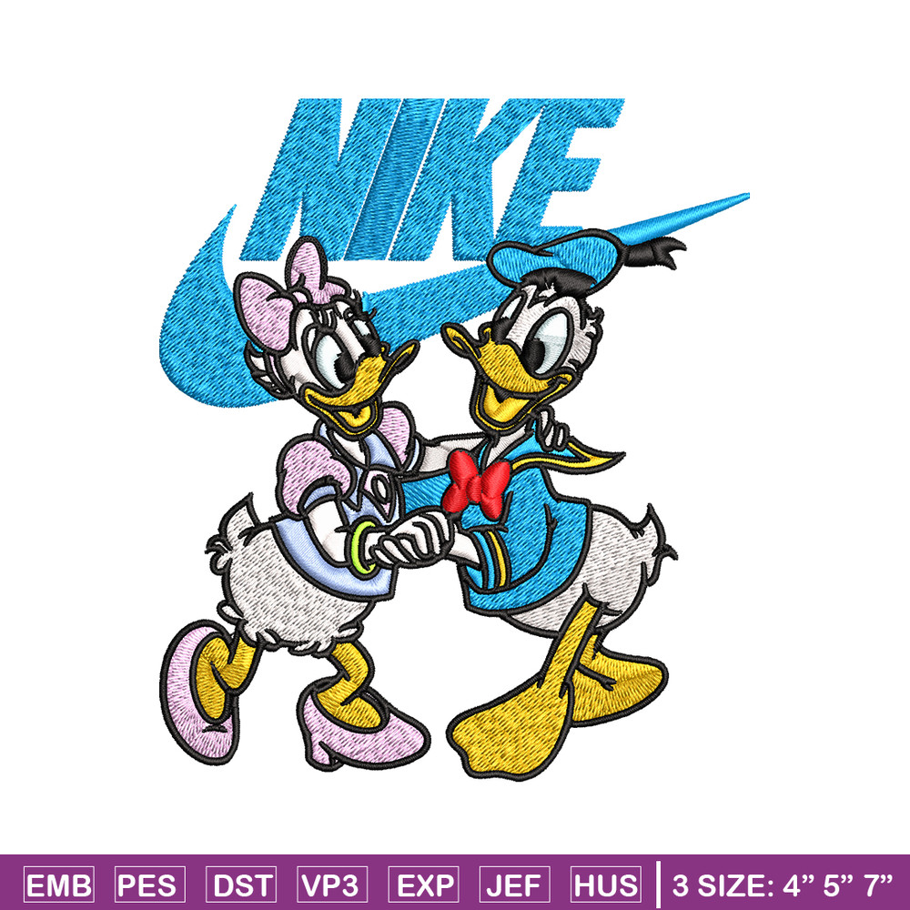 Daisy and Donald duck Nike Embroidery design, Cartoon Embroidery, Nike design, Embroidery file, Instant download.jpg