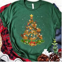 sloths christmas tree lights funny sloths xmas gift t-shirt merry slothmas shirt, sloth christmas tree funny shirt, sant