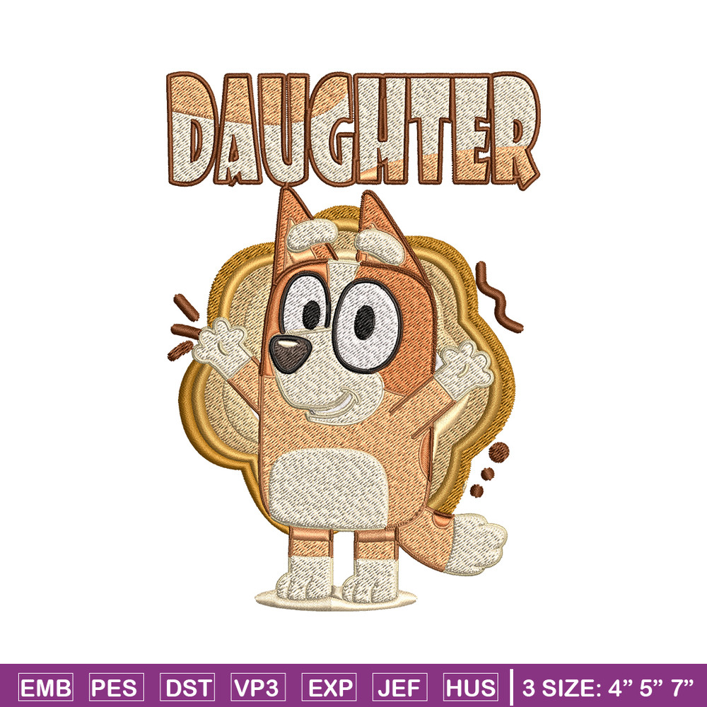 Daughter bluey Embroidery, Bluey Embroidery, cartoon Embroidery, cartoon shirt, Embroidery File, Instant download..jpg