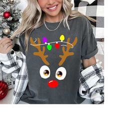 Funny Reindeer Xmas Family Merry Christmas T-Shirt, Matching Family Christmas Reindeer Face Christmas Gift T-Shirt Sweat