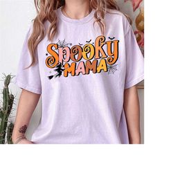 funny halloween spooky shirt for mom, retro spooky mama t-shirt, spooky mom tee, boo halloween, spooky shirt for mama