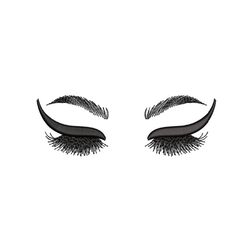 eyelashes machine embroidery design, 4 sizes, instant download