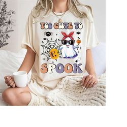 retro groovy halloween too cute to spook halloween costume girls t-shirt too cute to spook halloween t-shirt cute hallow