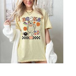groovy booooks ghost boo reading books library halloween teacher t-shirt fall shirt, ghost shirt, read more booooks shir