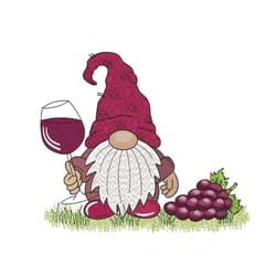 wine gnome machine embroidery design, 4 sizes, instant download