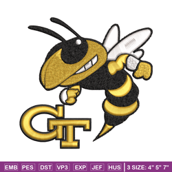 georgia tech yellow jackets embroidery design, georgia tech yellow jackets embroidery, logo embroidery, ncaa embroidery.