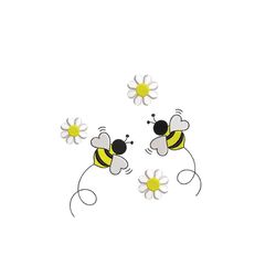 bee and daisies embroidery design, 4 sizes, instant download