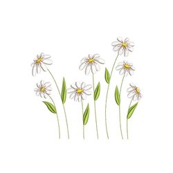 daisy flowers machine embroidery design, 4 sizes, instant download