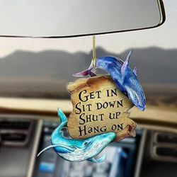 Whales Get In Sit Down Car Ornament - Funny Hanging Mirror Decor