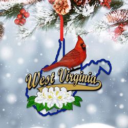 West Virginia Map Cardinal Christmas Ornament: Patriotic Xmas Tree Decor Ideas
