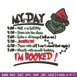 grinch christmas my day embroidery design, grinch christmas embroidery, grinch design, embroidery file, instant download