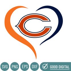 Chicago Bears Heart Logo Svg, Chicago Bears Svg, Sport Svg, Football Teams Svg, NFL Svg