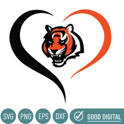 Cincinnati Bengals Heart Logo Svg, Cincinnati Bengals Svg, Sport Svg, Football Teams Svg, NFL Svg