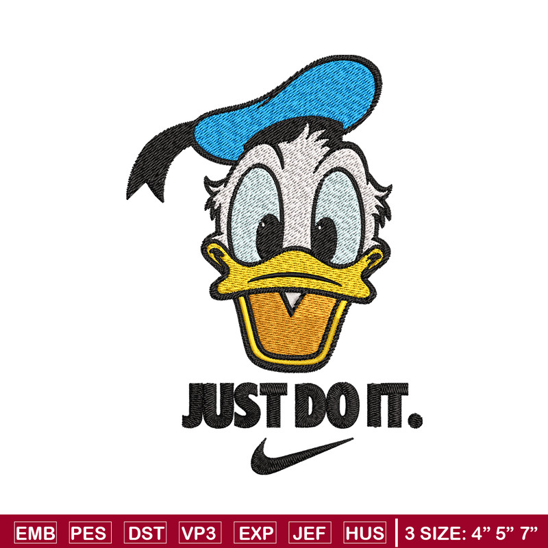 Donald Duck Nike Embroidery design, Donald Duck cartoon Embroidery, Nike design, Embroidery file, Instant download..jpg