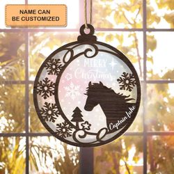 Custom Horse Lover Suncatcher Ornament - Personalized Christmas Gift for Horse Enthusiasts
