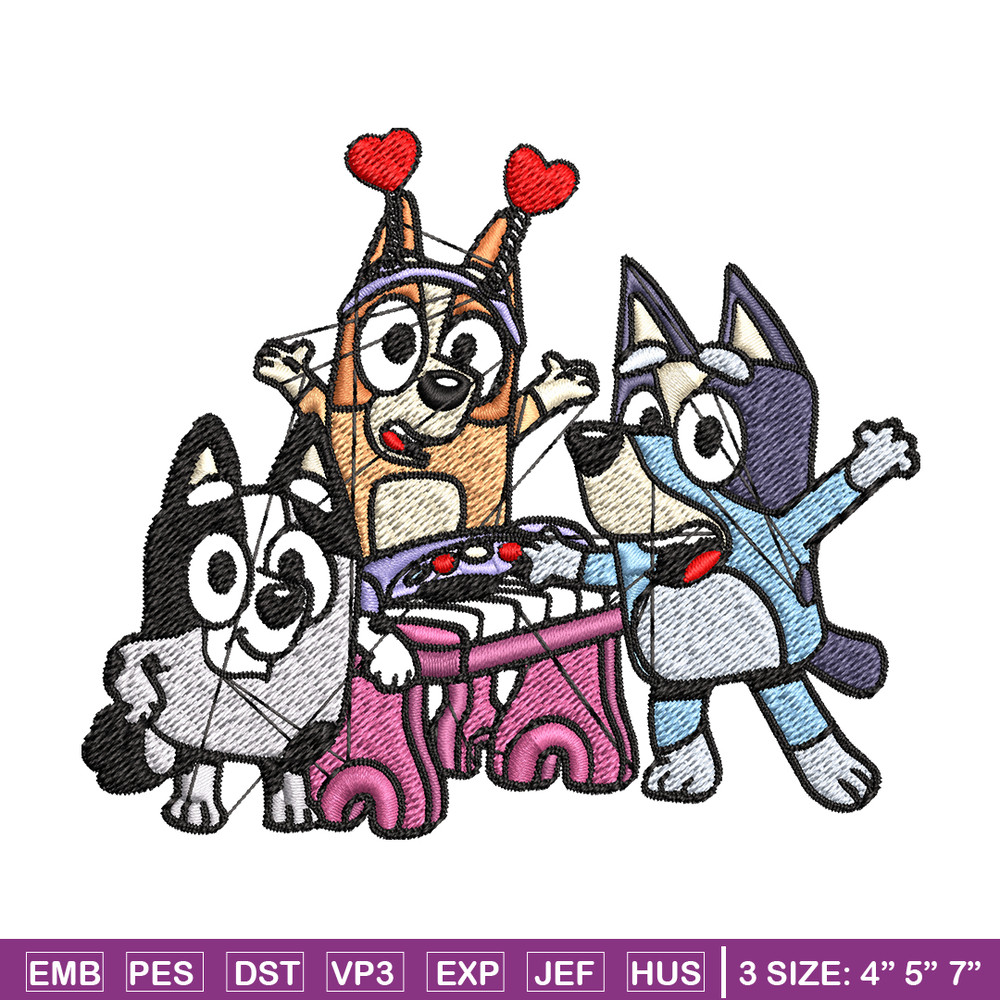 Happy birthday bluey Embroidery, Bluey Embroidery, Embroidery File, cartoon shirt, cartoon design, Digital download..jpg