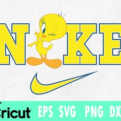 tweety bird nike svg dxf , looney tunes svg , tweety baby bird png, tweety looney tunes cricut, stitch cut files