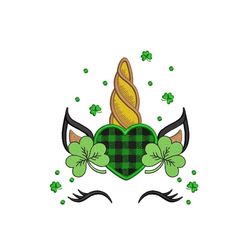 st patrick's day unicorn embroidery design, 4 sizes, instant download