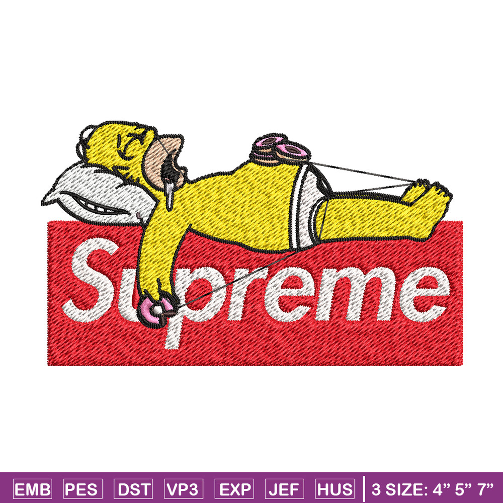Homer Simpson supreme Embroidery design, Simpson Embroidery, cartoon design, Embroidery File, Instant download..jpg