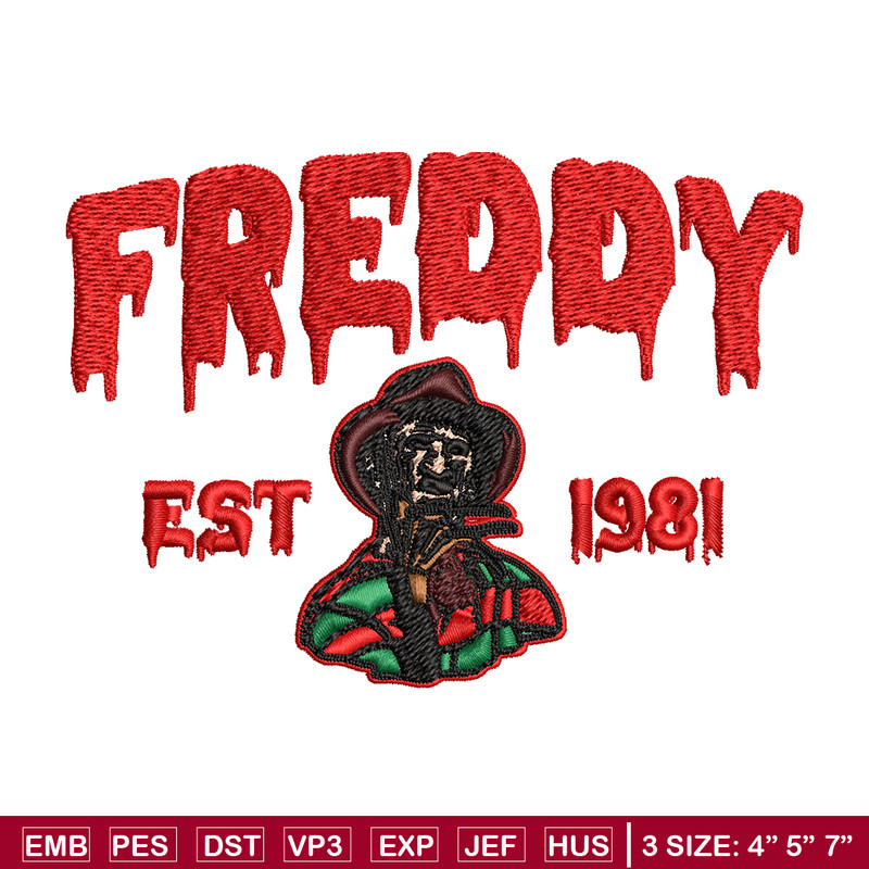 Freddy Krueger Embroidery design, Freddy horror Embroidery, Embroidery File, horror design, Digital download..jpg