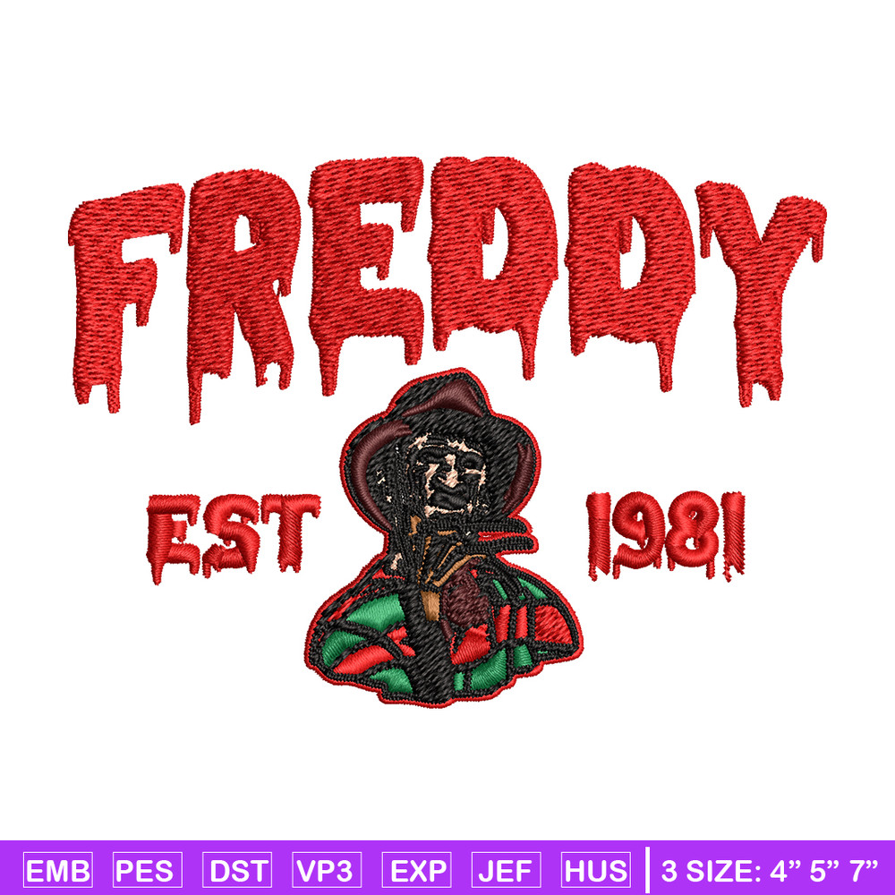 Freddy Krueger Embroidery design, Freddy horror Embroidery, Embroidery File, horror design, Digital download..jpg