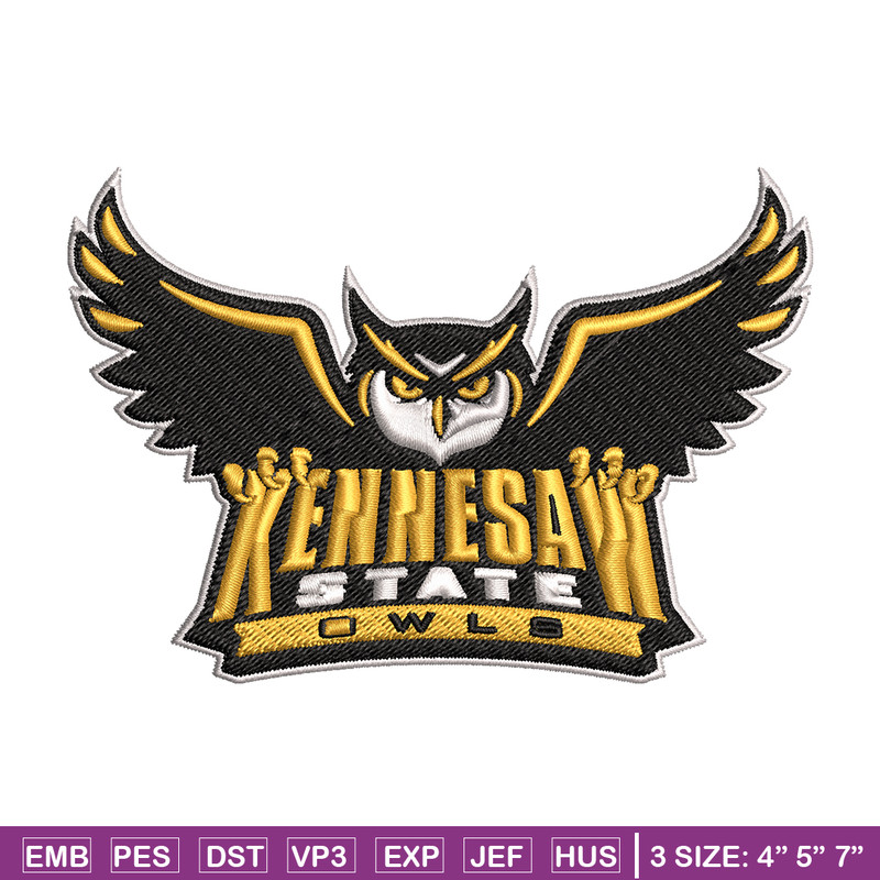 Kennesaw State Owls embroidery design, Kennesaw State Owls embroidery, logo Sport, Sport embroidery, NCAA embroidery.jpg