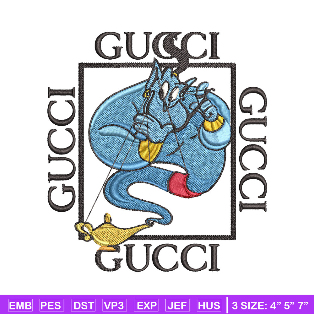 Genie gucci Embroidery design, Genie gucci Embroidery, cartoon design, Embroidery File, gucci logo, Instant download..jpg