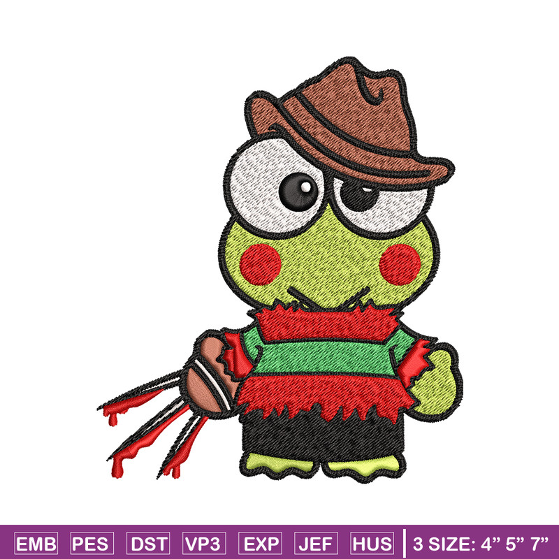 Keroppi Freddy Krueger Embroidery design, Horror Embroidery, horror design, Embroidery File, Digital download..jpg