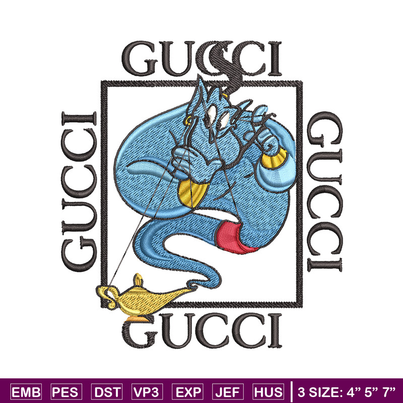 Genie gucci Embroidery design, Genie gucci Embroidery, cartoon design, Embroidery File, gucci logo, Instant download..jpg