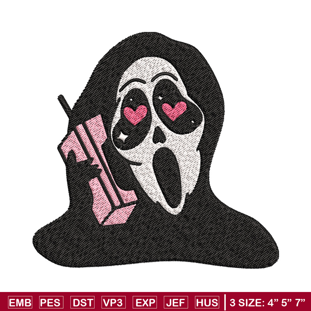 Ghost Face Call Me Embroidery design, Ghost Face Embroidery, Embroidery File, Horror design, Digital download..jpg