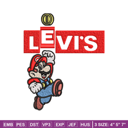 levi's mario embroidery design, levi's mario embroidery, cartoon design, embroidery file, levi's logo, instant download
