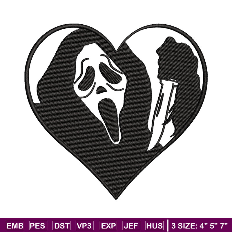 Ghostface Heart embroidery design, Ghostface Heart embroidery, logo design, embroidery file, Digital download..jpg