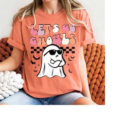 ghost shirt, spooky season shirt, halloween retro hippie halloween t-shirt tee, let's go ghouls sweatshirt,ghost shirt,s