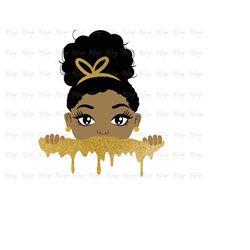 Little Afro Girl Peekaboo Girl SVG Cutting Files for Cricut, Silhouette - Birthday Girl T Shirt Design for Girls - DIY G