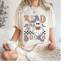 Comfort Colors Halloween Ghost Shirt, Read More Booooks Shirt, Ghost Reading Books Bookish Shirt, Tshirt for Book Lovers
