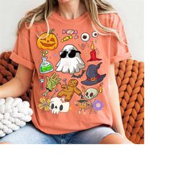 comfort colors halloween doodles t-shirt, halloween things shirt, cute halloween t-shirt, witch t-shirt, magic tee,ghost