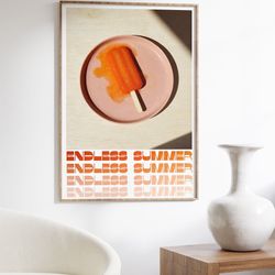 ice cream poster, summer poster, 70s poster, orange wall art, trendy wall art, vintage poster, psychedelic art, retro pr