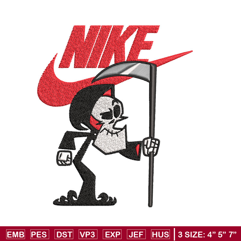 Grim cartoon Nike Embroidery design, Grim cartoon Embroidery, Nike design, Embroidery file, logo shirt, Instant download.jpg