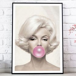 marilyn monroe bubble gum, marilyn monroe poster - art deco, canvas print, gift idea, print buy 2 get 1 free.jpg