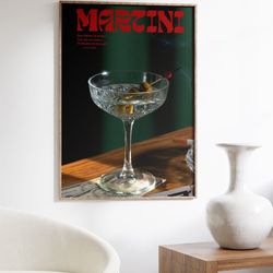 martini poster, 70s print, red wall art, kitchen wall decor, alcohol poster, psychedelic art, retro print, trippy wall a