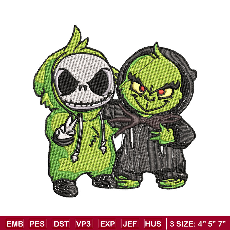 Grinch And Jack Skellington Embroidery design, Grinch Christmas Embroidery, Horror design, logo shirt, Digital download..jpg